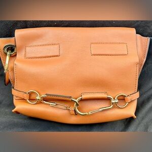 Zac Posen Soft Small Grain Pebble Leather Bracelet Belay Crossbody in Brown